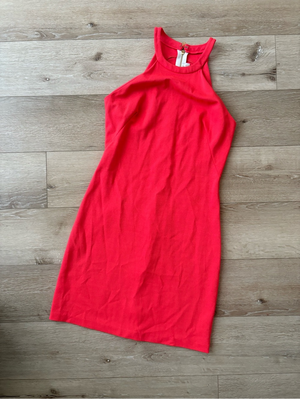 Amanda Uprichard Neon Red/Coral Halter Mini Dress